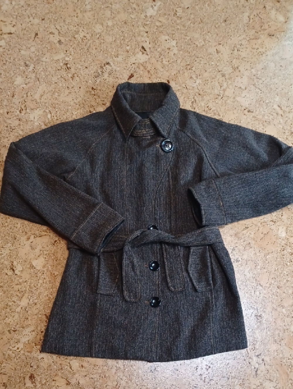 Sasta Canada Vintage Women's Black/Tan Militaey Style Belted Jacket Size XL